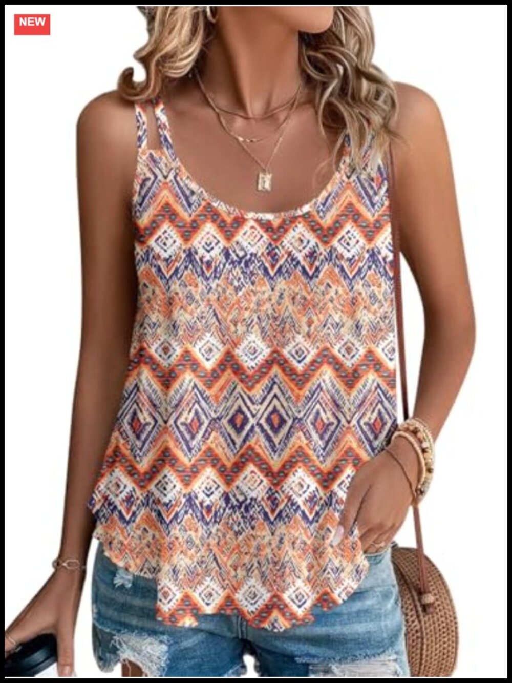 Flowy Loose Fit Sleeveless Tank Top with Eyelet Detail Summer Camisole